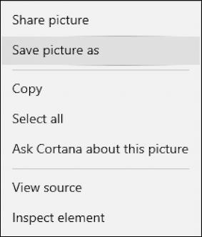 microsoft edge - right click on image photo menu