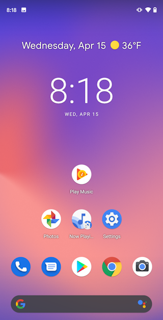 android 10 - home screen