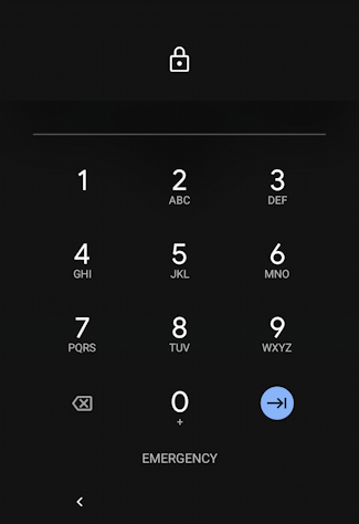 pinned screen android - unlock PIN entry