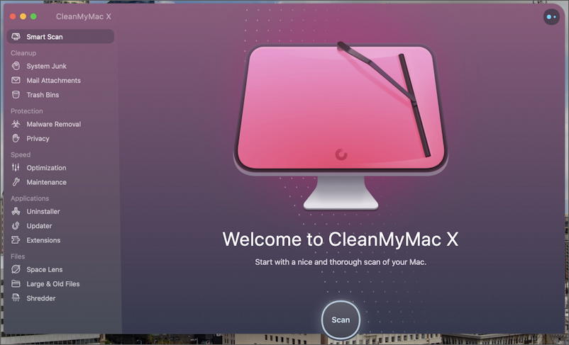 cleanmymac x review - starting screen