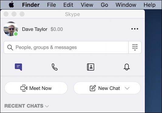 skype on mac - default window