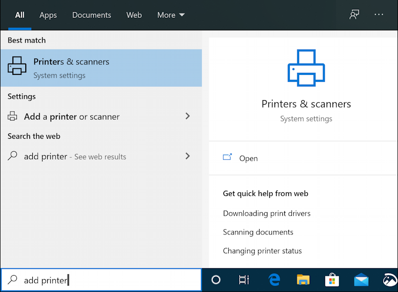 win10 add wireless printer - win10 search 'add printer'