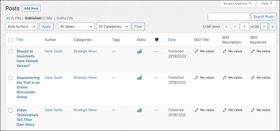 wordpress view all posts admin