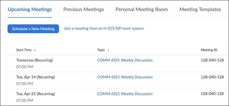 Recurring zoom meeting schedule - set zoom meeting password