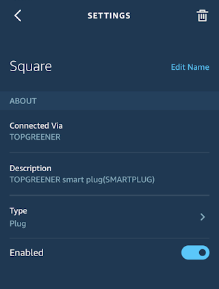 alexa iphone app - info about specific device switch plug outlet