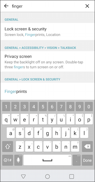 lg g6 - android 8.0 - add fingerprint - settings