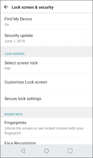 lg g6 - android 8.0 - add fingerprint - fingerprint sensor settings