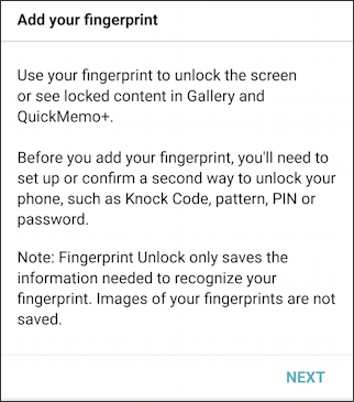 lg g6 - android 8.0 - add fingerprint - info about fingerprints