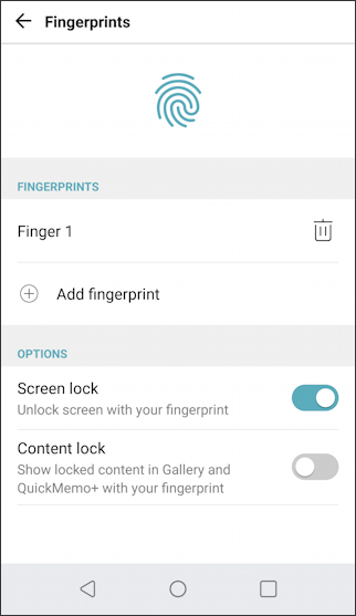 fingerprint added - lg g6 - android 8.0 - add fingerprint
