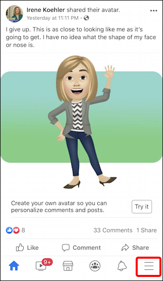 facebook create avatar - friend posted