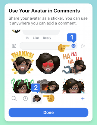 facebook create avatar - stickers