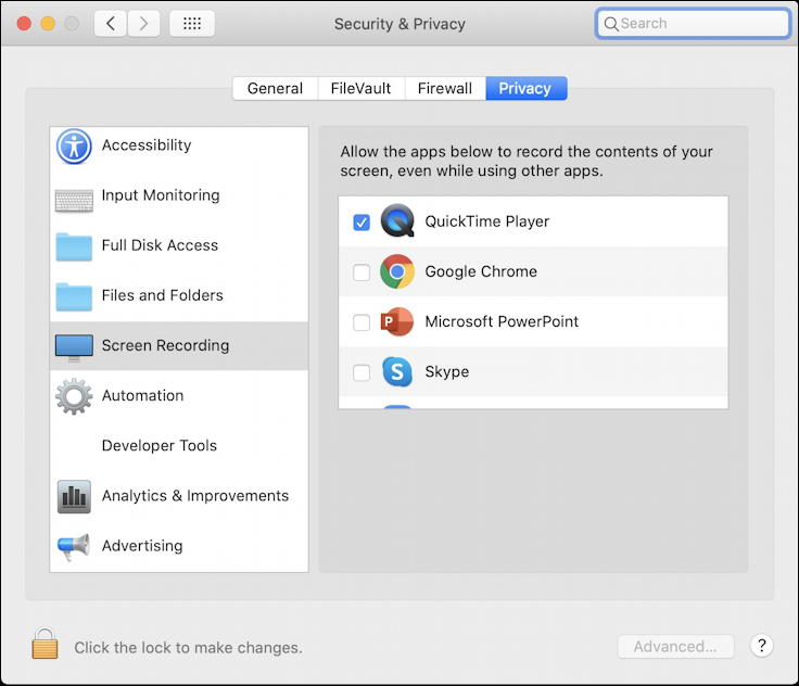mac macos x - system preferences - security & permissions
