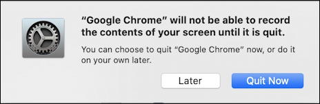 google chrome can't record screen until quit restart