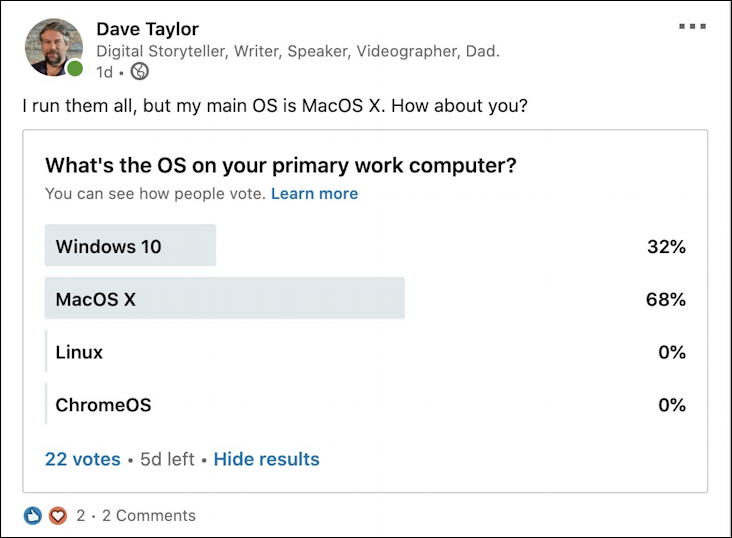 what os poll linkedin with results