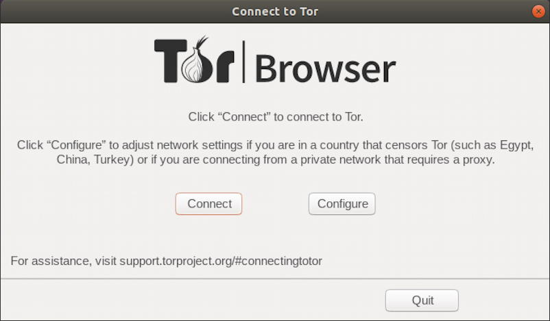 first launch - tor browser
