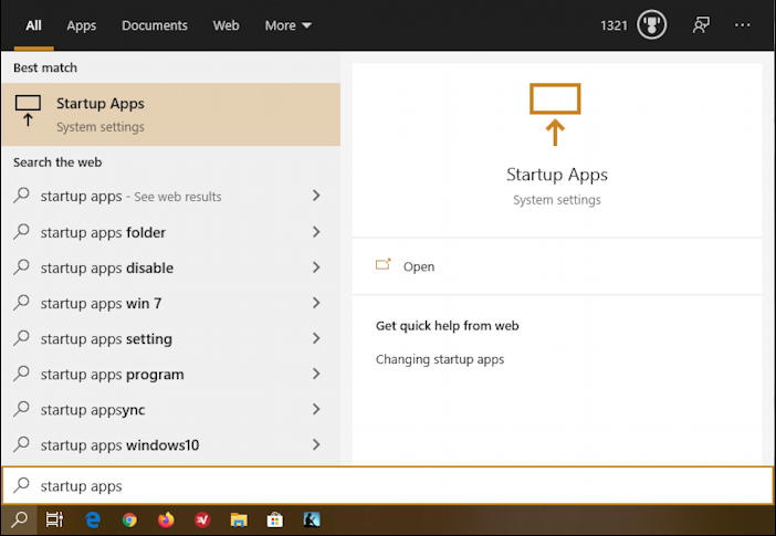 win10 search - startup apps