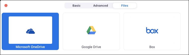 zoom video chat - screen share - files - box dropbox one drive