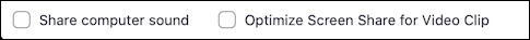 zoom share screen - mute computer sound / optimize video share