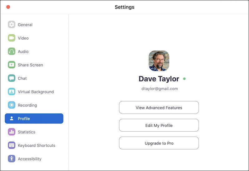 zoom settings preferences profile