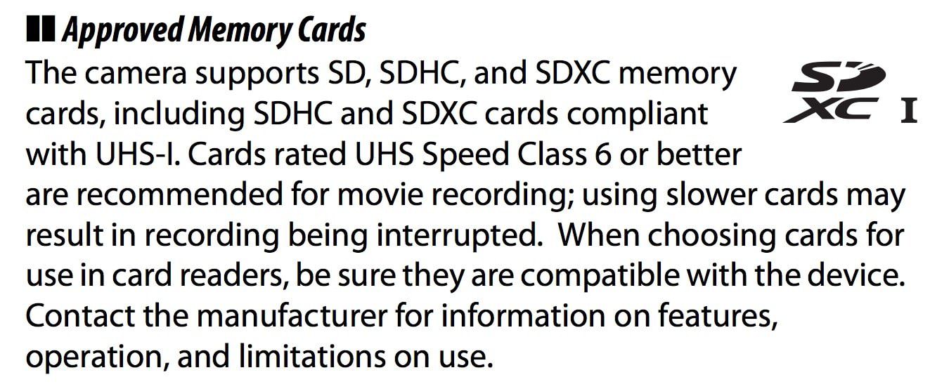 nikon d6500 man page microsd recommended memory card