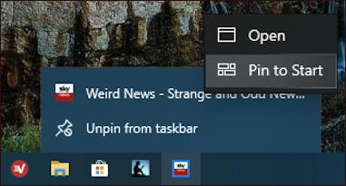 windows 10 taskbar - right click