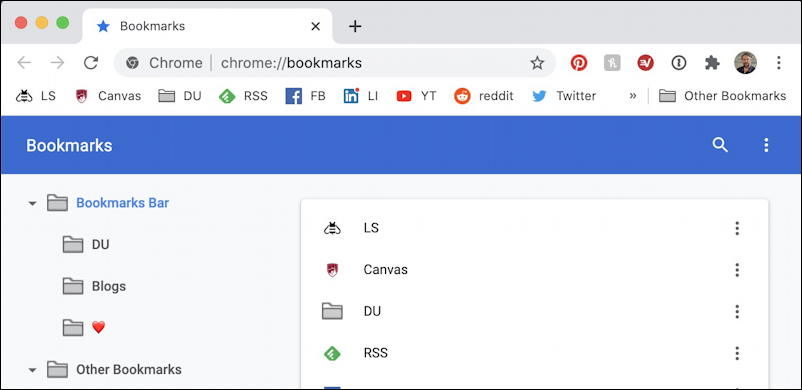 mac google chrome bookmark manager