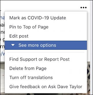 facebook sponsored post - three-dot menu