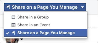 facebook post on business fan page - share on page you manage