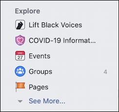 facebook explore menu