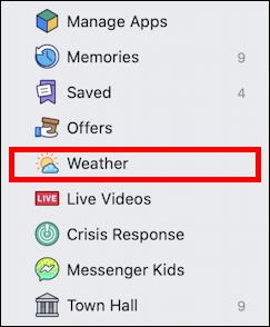 facebook explore - weather