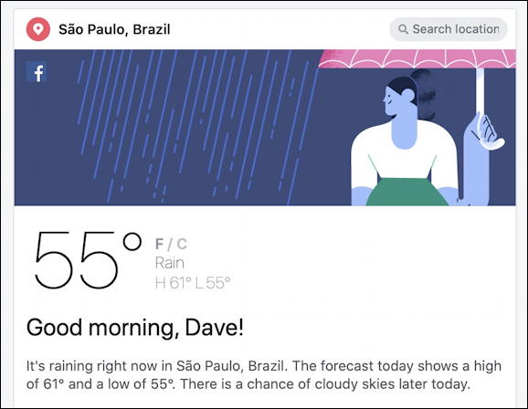 facebook weather forecast - sao paolo brazil