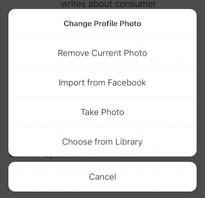 instagram change profile photo options