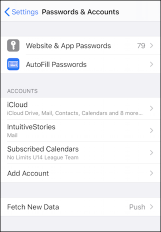 iphone ios 13 settings - passwords & accounts - details