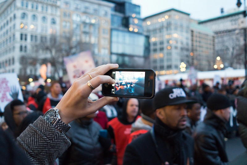 modern protest with smartphones