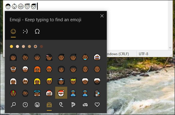win10 emoji - emoji keyboard - skin tone color ignored