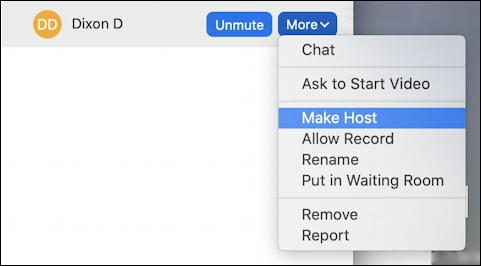 zoom meeting - host - individual person more menu