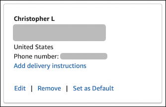 amazon your account - your addresses - person's name and address