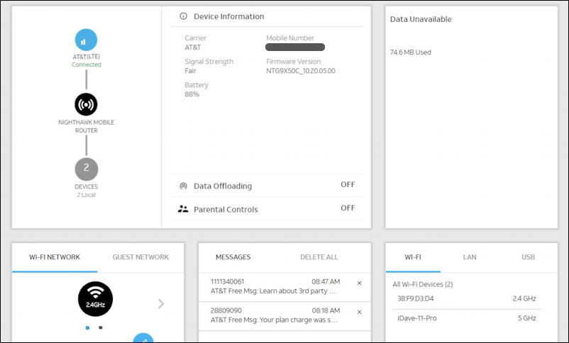 netgear nighthawk attwifimanager - main settings preferences admin administration configure