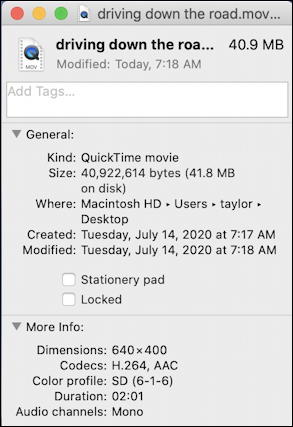 480p 2minute video file size mac macos x