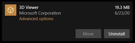 remove uninstall 3d viewer windows 10