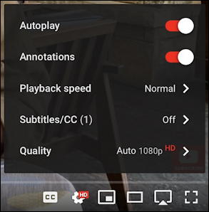 youtube video player - settings
