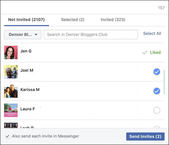 facebook business page - invite group members to like business page