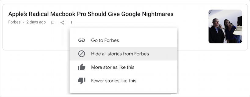 google news - gnews - settings menu block hide