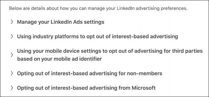 linkedin ad privacy settings