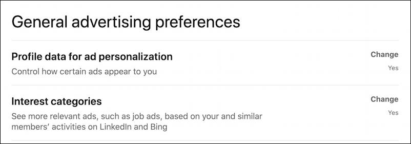 linkedin general advertising preferences settings