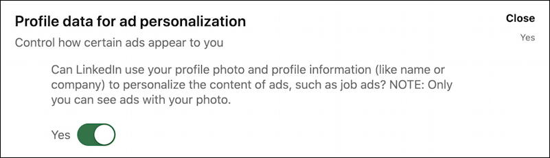 general advertising preferences - linkedin settings