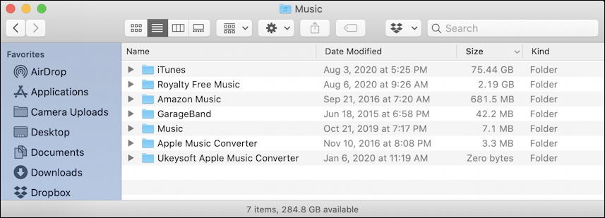 finder sorted by size folders 