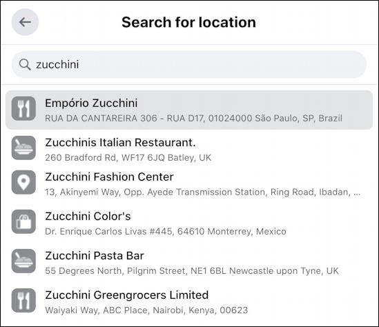 new facebook status update - zucchini check in