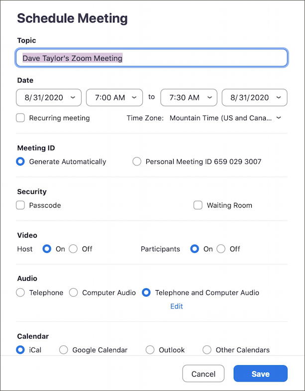 zoom meeting - schedule a call meeting