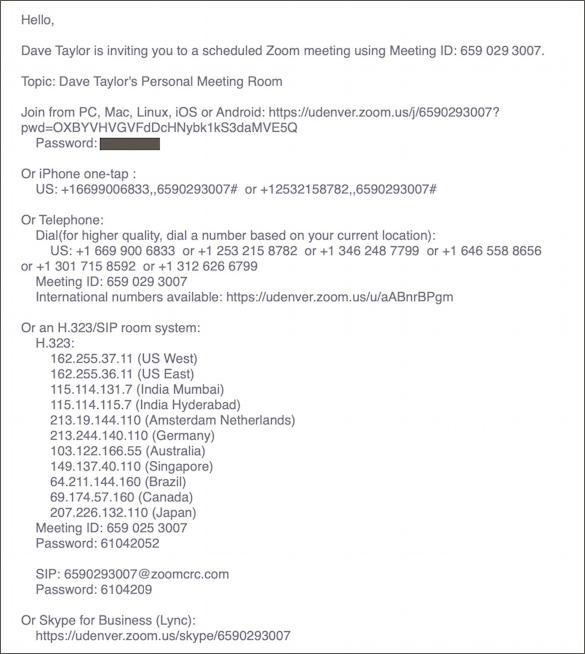 zoom - meeting invitation email